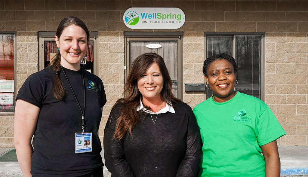 WellSpring Home Health employees in front of Wasilla, Alaska office.